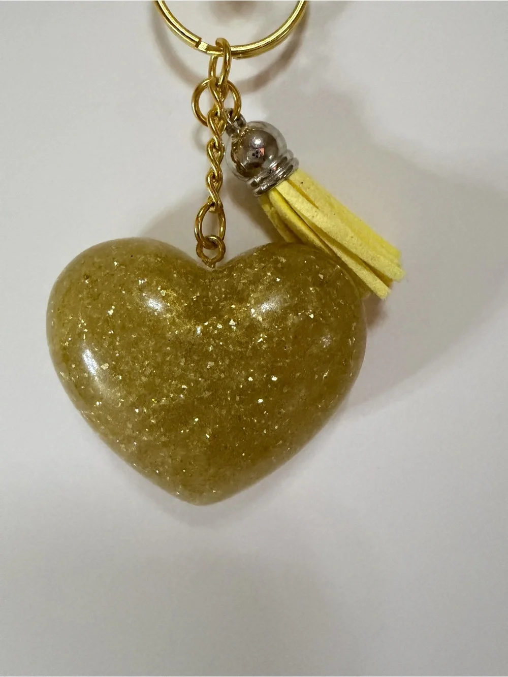 Shimmery Heart Keychain with Tassel